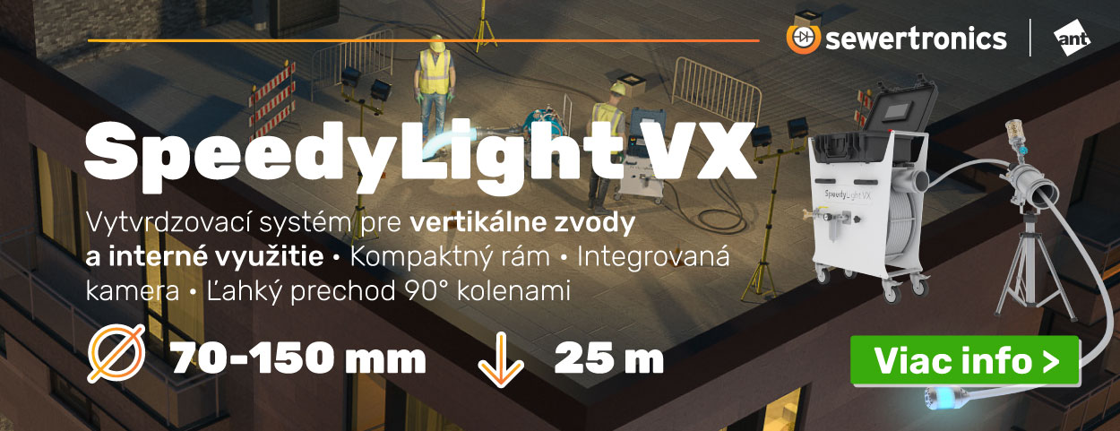 Speedylight VX UV LED vytvrdzovanie kanalizácii